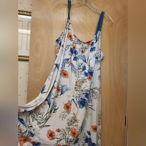 Lilac And London White Blue Floral Soft Pj Beachy Pajama Dress Top Sz XxL